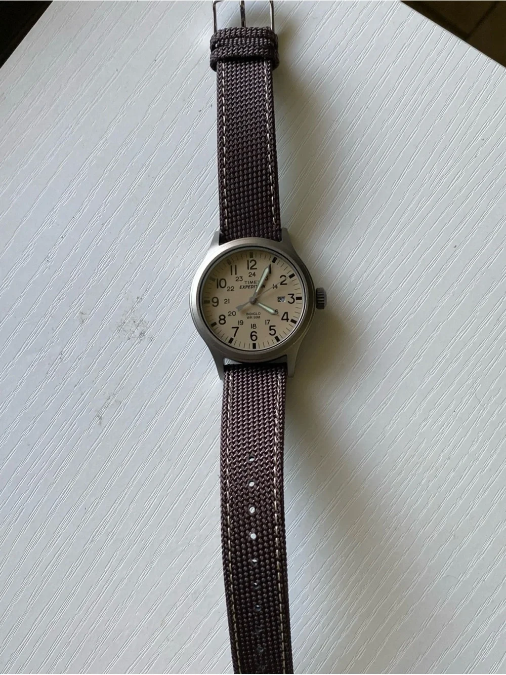 Timex Expedition Cream Dial Field Watch with Brown Strap
